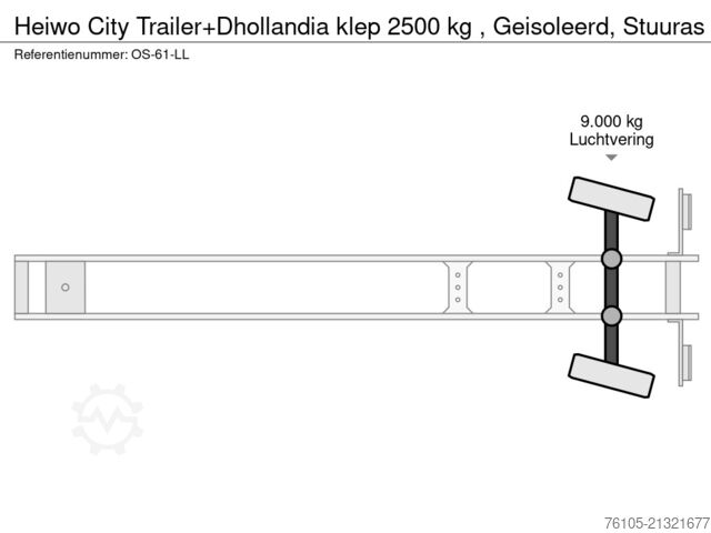 Box body Heiwo City Trailer+Dhollandia klep 2500 kg , Geisolee...