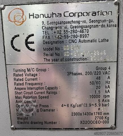 Automata eszterga HANWHA XD20N