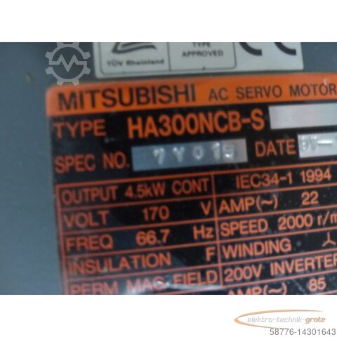Mitsubishi engine Mitsubishi HA300NCB-S SPEC NO 7Y018 + Encoder OSA104 SN J4AVP3XYPV ungebr.