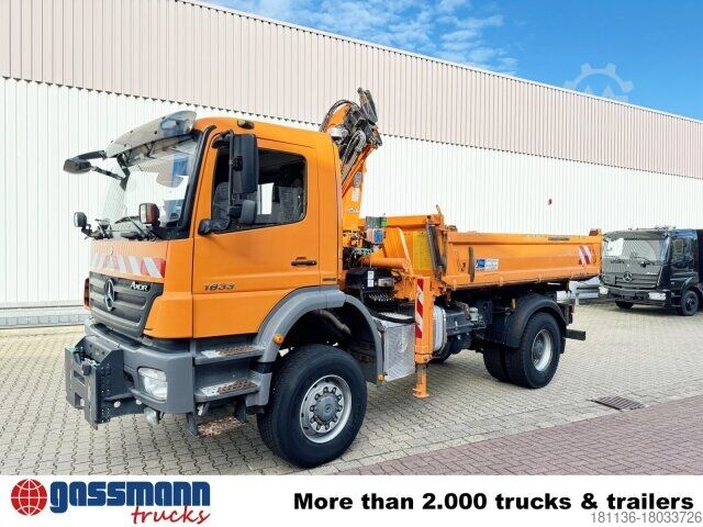 Kipper LKW Mercedes-Benz Axor 1833 AK 4x4, Winterdienstausstattung, Kran