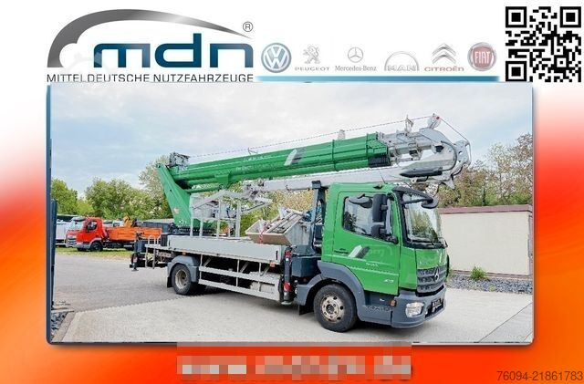 Gru montata su autocarro MERCEDES-BENZ Atego 816 Dachdecker Kran BÖCKER 37/4000 Korb