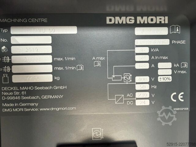 5-akset CNC-fræsemaskine DMG MORI DMU 50 3rd Generation - 794 hours