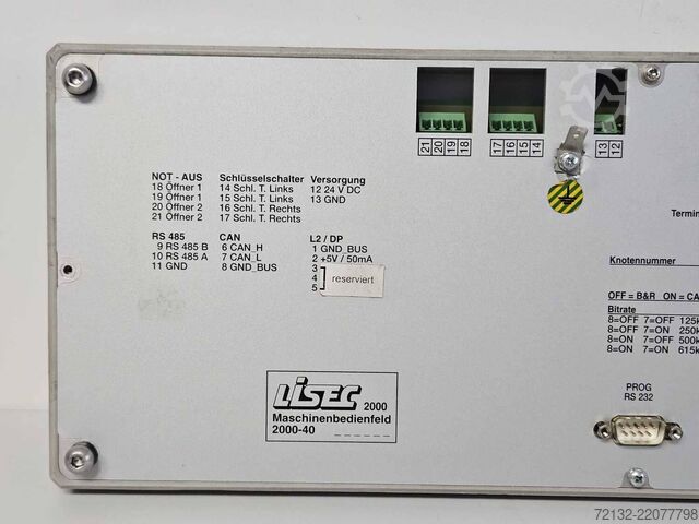 Maskinbetjeningspanel Lisec 2000-40/TZ