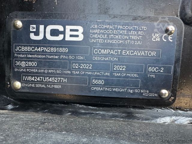 Міні-екскаватор JCB 60 C-2 / Powertilt **3 x Auf Lager**