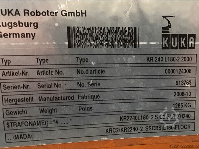 Průmyslový robot KUKA KR240L180-2 2000