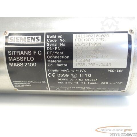 Componente Siemens SITRANS F C MASSFLOW MASS 2100 FDK: 083L2551 SN:287171N094