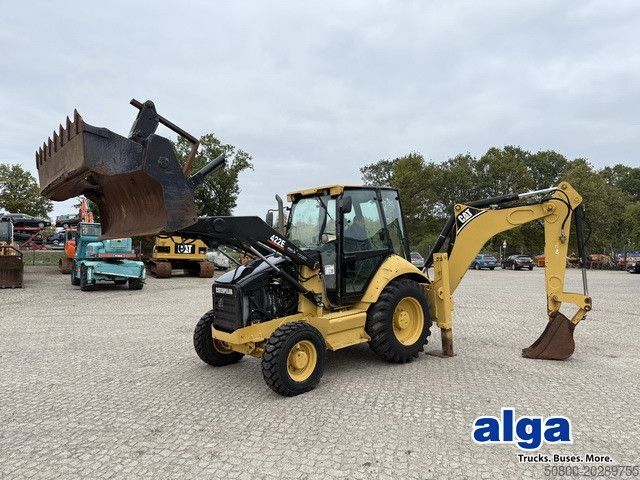 Backhoe loader CATERPILLAR 422 4x4, Mehrzweckgerät, Palettengabel, Schaufel