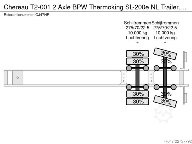 Рефрижераторне/заморожене транспортування Chereau T2-001 2 Axle BPW Thermoking SL-200e NL Trailer...