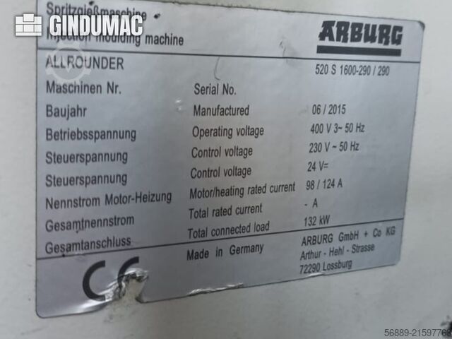 Arburg Allrounder 520 S 1600-290 / 290 Arburg Allrounder 520 S 1600-290 / 290