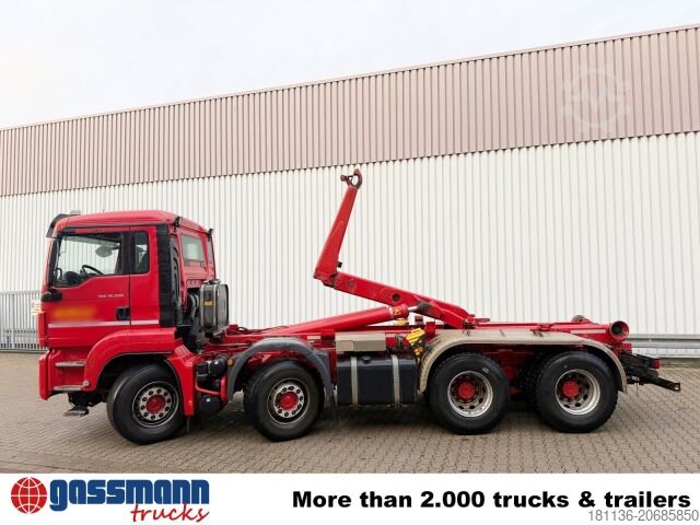 Kanca kasalı yük kamyonu (roll-off) MAN TGS 35.500 8x4 BB, Pritarder, Meiller RK 30.65