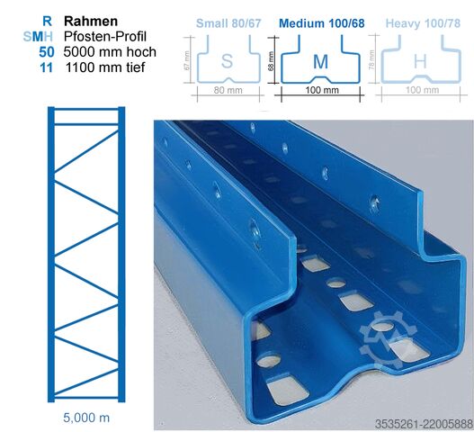 Paletni regal 6x13,7m, 5m, 30 Rahmen, 144 Trav.3,3m McPalettenregal, TOTAL-REGAL (3300)