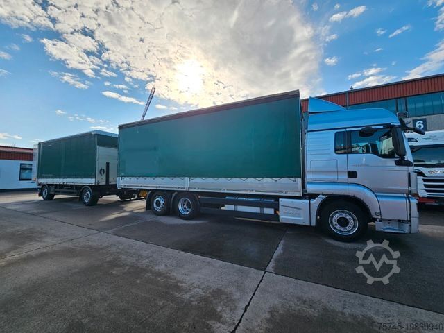 Nákladné auto s plochou korbou a plachtou MAN TGS 26.460 * GESAMTZUG *  VOLLLUFT * LIFT * ACC