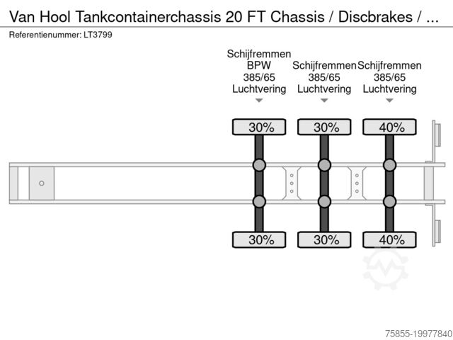 Transporte de contentores Van Hool Tankcontainerchassis 20 FT Chassis / Discbrakes...