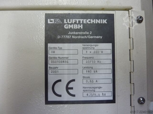 Sistema de extração eletrostático, 2 unidades LTA Lufttechnik GmbH IR  Air Champion Typ1