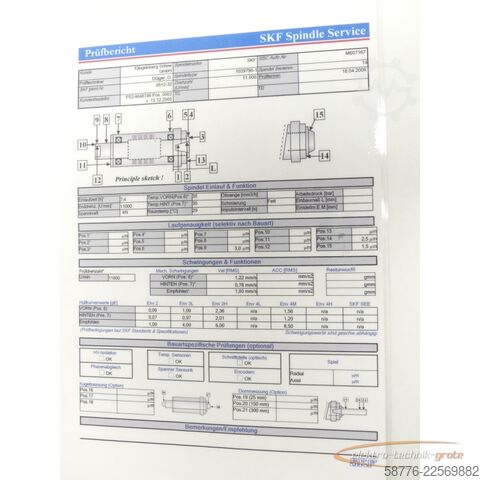 Komponent SKF T-1099796-1/14 Spindel SN:14 - generalüberholt! -