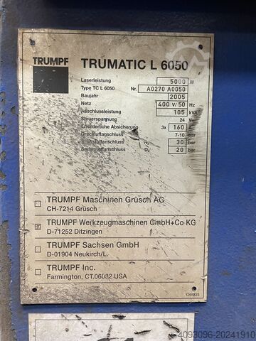 машина за лазерно рязане TRUMPF Trumatic L6050