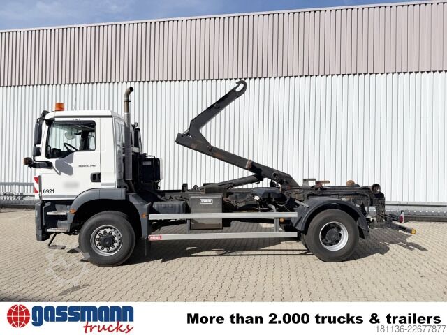 Roll-off tipper truck MAN TGM 18.340 4x4 BB, Winterdienstausstattung,