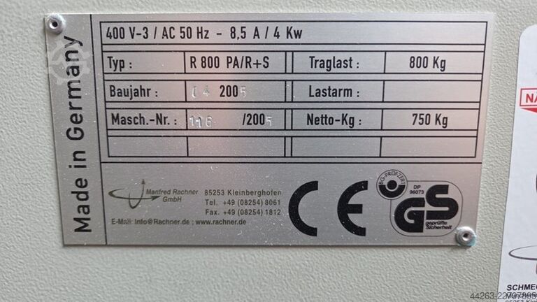 Rachner R 800 PA/R+S | 2005 Rachner R 800 PA/R+S