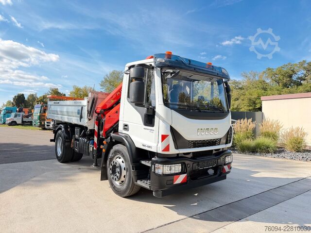 Dreiseitenkipper LKW IVECO Eurocargo 180-320 KRAN 14m FUNK KIPPER AHK