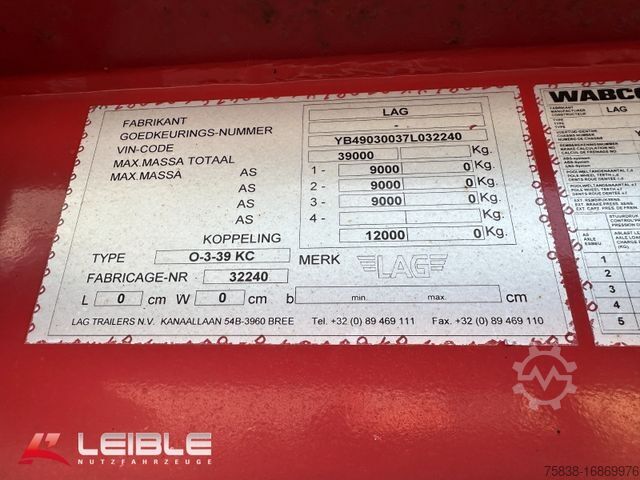 Полуприцеп с сменным кузовом LAG Kippchassis 0-3-39 KC *ADR* Container