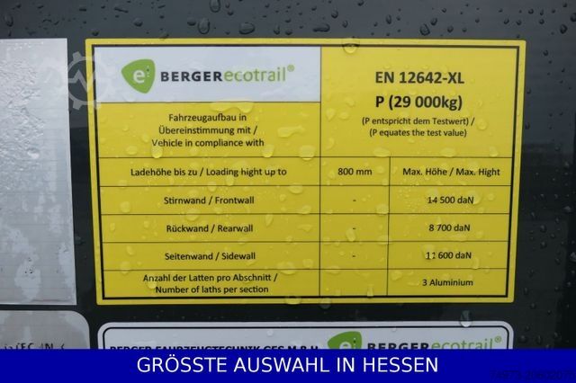 Semi-reboque aberto com lona BERGER 4,9 Leergewicht Achslift Code XL+Getränke ¤469mt
