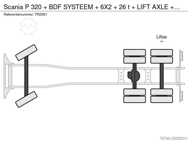 Scania P 320 + BDF SYSTEM + 6X2 + 26 t + LIFT AXLE + MANUAL + EURO 5 TR2061 Scania P 320 + BDF SYSTEEM + 6X2 + 26 t + LIFT AXLE + ...