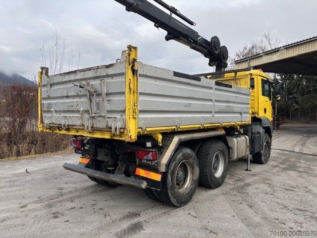 Camion à trois côtés basculants MAN 33.480 Kipper+HIAB 166-4