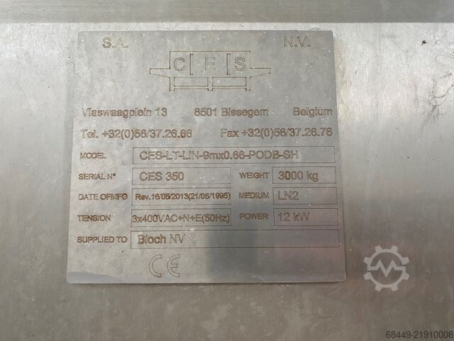 Μοντέλο σήραγγας αζώτου CES-LT-LIN-9x0.66 CES stikstofvriezer Model CES-LT-LIN-9x0.66