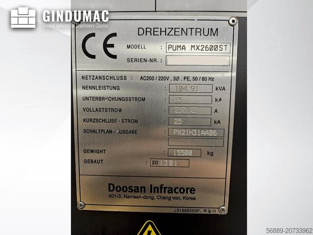 Draaimolen Centrum DOOSAN Puma MX2600ST