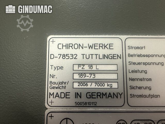 Vertical Machining Centre CHIRON FZ 18 L
