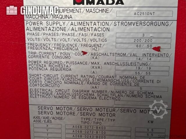 CNC caurumošanas mašīna AMADA AC2510 NT + MP 250