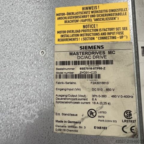 Elektronika / PLC vadība SIEMENS 6SE7016-0TP50-Z
