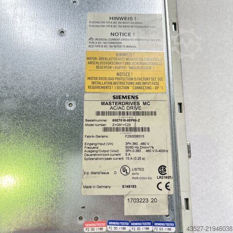 Elektronika / PLC vadība SIEMENS 6SE7015-0EP50-Z
