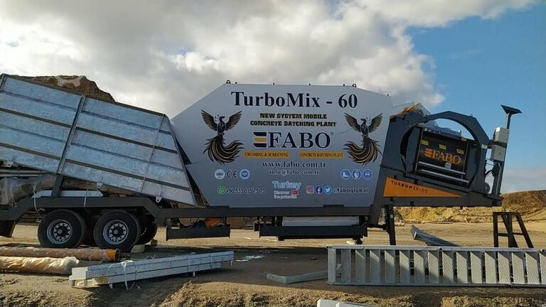  FABO Mobile Concrete Batching Plant 60 m3/h Mobile Concrete Batching Plant