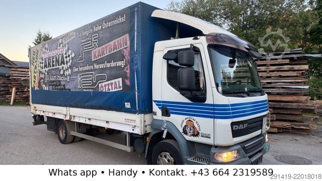 平板卡车带帆布篷布 DAF 45.160 4x2 Euro 5 EEV Pritsche Plane Bj 2009