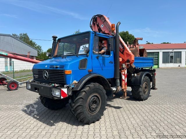Камион с платформа UNIMOG U 1650 / Atlas 130.1 / Greifer / Winde