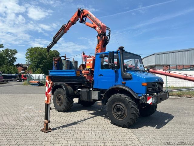 Камион с платформа UNIMOG U 1650 / Atlas 130.1 / Greifer / Winde
