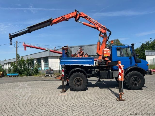 Камион с платформа UNIMOG U 1650 / Atlas 130.1 / Greifer / Winde