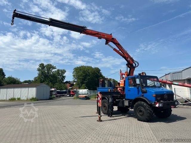 Камион с платформа UNIMOG U 1650 / Atlas 130.1 / Greifer / Winde