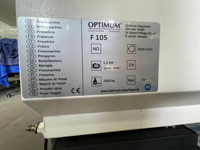 CNC fræsemaskine Optimum OPTI mill F 105