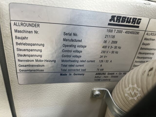 Stroj za brizganje Arburg 1500T 2500-400/400/290 3K (235)