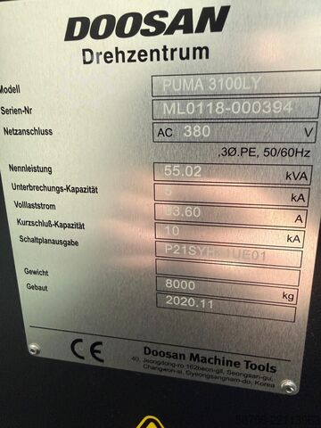  Doosan PUMA 3100LY