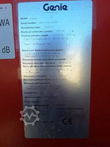 Platforma teleskopowa Genie S-60 HC