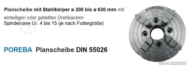 Three-jaw chuck / faceplates POREBA Futter/Planscheibe