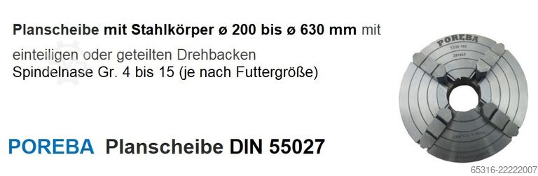 Three-jaw chuck / faceplates POREBA Futter/Planscheibe