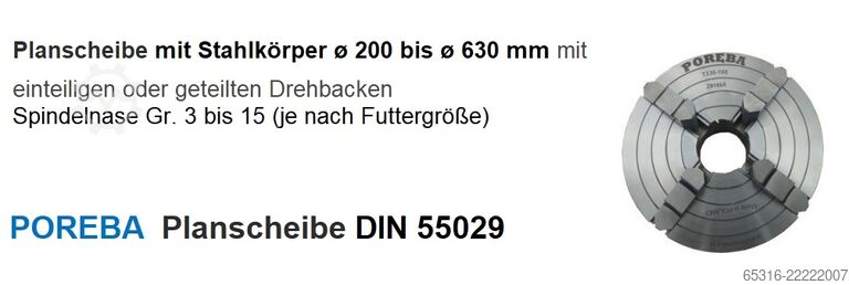 Three-jaw chuck / faceplates POREBA Futter/Planscheibe