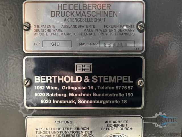1 Color Sheet-Fed Offset Press Heidelberg GTO46