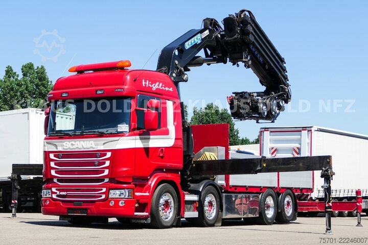 Camion plateau SCANIA R 490 Pritsche Kran Effer Funk Lift-/Lenkachse