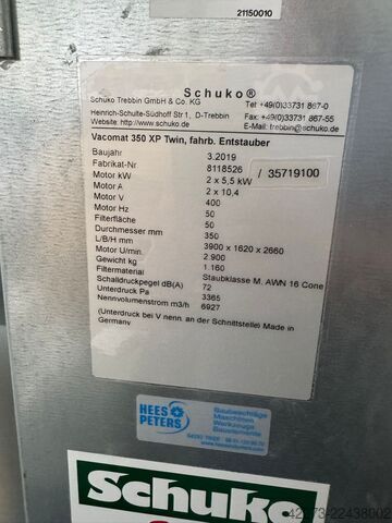 Mobiel afzuigsysteem Schuko VACOMAT 350 XP 5,5