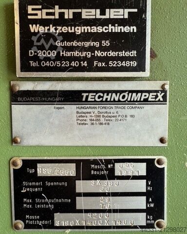 Hidrauliskās giljotīnas šķēres Technoimpex HS 5 / 2550